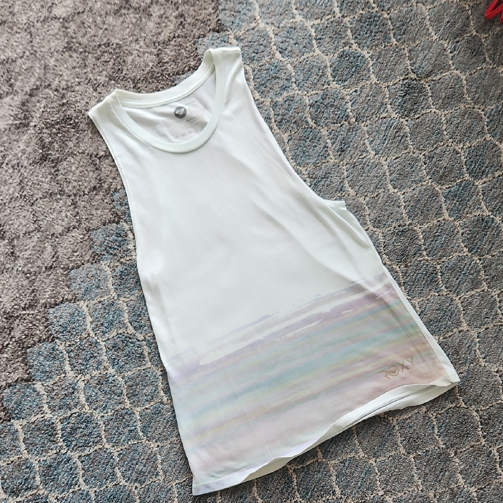 Roxy Blue and White Sleeveless Tank Top